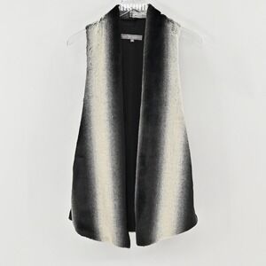 Lola Sophie Faux Fur Vest Womens Size XS Ombre Striped Black Cream Cozy Mob Wife